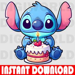 cute lilo stitch birthday - lilo stitchbirthday png - kids birthday stitch png - digital download - lilo stitch png