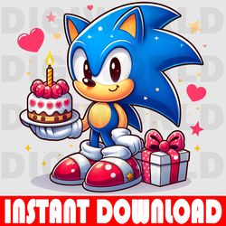 cute sonic birthday - sonic birthday png - kids birthday stitch png - digital download - sonic the hedgehog png