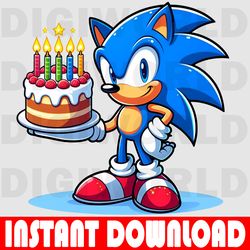 cute sonic birthday - sonic birthday png - kids birthday stitch png - digital download - sonic the hedgehog png.