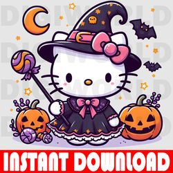 cute halloween kawaii hello kitty - hello witch kitty - hello halloween kitty png - witch halloween hello kity png file