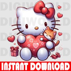 cute hello kitty love - hello love kitty png - valentine kitty png - digital download - hello kitty love png download