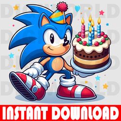 cute sonic birthday - sonic birthday png - kids birthday stitch png - digital download - sonic the hedgehog png file