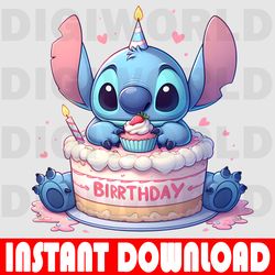 cute lilo stitch birthday - lilo stitchbirthday png - kids birthday stitch png - digital download - lilo stitch png file