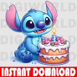 cute lilo stitch birthday - lilo stitchbirthday png - kids birthday stitch png - digital download - lilo stitch png .
