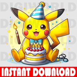 cute pokemon birthday - pokemon birthday png - kids birthday pikachu png - digital download - pokemon pikachu png file