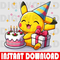 cute pokemon birthday - pokemon birthday png - kids birthday pikachu png - digital download - pokemon pikachu png file.