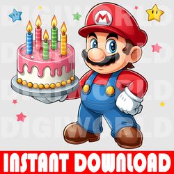cute super mario birthday - super mario birthday png - kids birthday super mario png - digital download png file