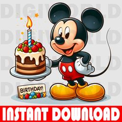 cute mickey mouse birthday - mickey mouse birthday png - mickey mouse png - cartoon sublimation png - digital download