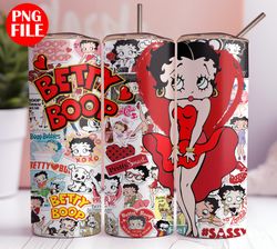 love 20oz tumbler wrap betty boop png - betty tumbler design - 20oz skinny tumbler png -20oz betty boop sublimation