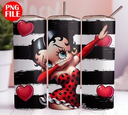 love 20oz tumbler wrap betty boop png - betty tumbler design - 20oz skinny tumbler png -20oz betty boop sublimation.