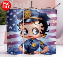 polioce officer 20oz tumbler wrap betty boop png - betty tumbler design - 20oz tumbler png - 20oz betty boop sublimation