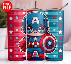 kids hero 20oz captain america tumbler wrap png - tumbler designs - 20oz skinny tumbler png - hero 20oz png sublimation