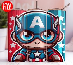 kids hero 20oz captain america tumbler wrap - kids hero 20oz skinny tumbler png - captain america 20oz png sublimation.