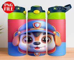 paw patrol 12oz sippy cup tumbler wrap - kid cartoon tumbler designs - 12oz flip top tumbler png - patrol tumbler png.