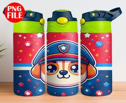 paw patrol 12oz sippy cup tumbler wrap - kid cartoon tumbler design - 12oz flip top tumbler png - patrol tumbler png .