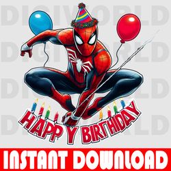 spider-man birthday clipart - cute spider-man png - birthday digital file - instant download - spider-man party theme.