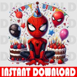 spider-man birthday clipart - cute spider-man png - birthday digital file - instant download - spider-man party theme .