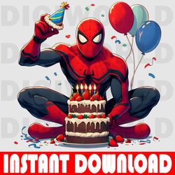 spider-man birthday clipart - cute spiderman png - birthday digital file - instant download - spider-man party theme