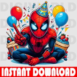 spider-man birthday clipart - birthday spiderman png - birthday digital file - instant download - spider-man party theme