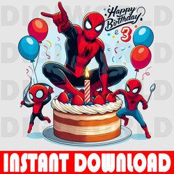 spider-man birthday clipart - birthday spiderman png - birthday digital png - instant download - spider-man party theme