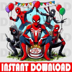 spiderman birthday clipart - birthday spiderman png - birthday digital png - instant download - spider-man party theme.