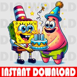 sbongebob birthday clipart - birthday spongebob png - birthday digital png - instant download - spongebob party theme