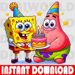 sbongebob birthday clipart - birthday spongebob png - birthday digital png - instant download - spongebob party theme.