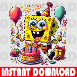 sbongebob birthday png - birthday spongebob clipart - birthday digital png - instant download - spongebob party theme.
