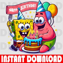 sbongebob birthday png - birthday spongebob clipart - birthday digital png - instant download - spongebob party theme