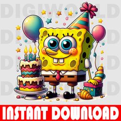 sbongebob birthday png - birthday spongebob clipart - birthday digital png - png download - spongebob party theme png.