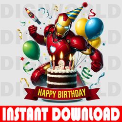 iron man birthday clipart - birthday iron man png - birthday digital png - instant download - iron man party theme .