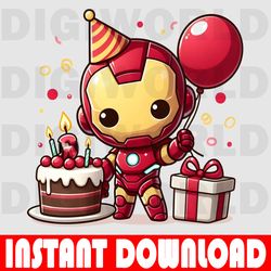 iron man birthday cliparts - birthday iron man png - birthday digital png - instant download - iron man party theme .