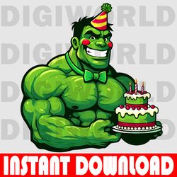 green hulk birthday clipart - green hulk birthday png - birthday digital png - instant download - green-hulk party theme