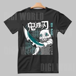 dtf demon slayer anime t-shirt design - kimetsu no yaiba shirt - inosuke hashibira shirt png print - digital download.