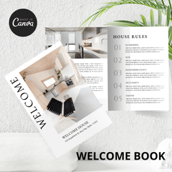 airbnb welcome book template, digital welcome book, airbnb house rules, airbnb welcome sign