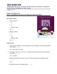 test bank for mulholland's the nurse, the math, the meds drug calculations using dimen- sional analysis 5th edition by s