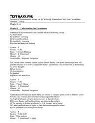 test bank for principles of environmental science 10th edition by william p. cunningham, mary ann cunningham, catherine
