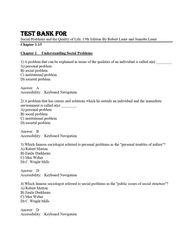 test bank for social problems and the quality of life 15th edition by robert lauer and jeanette lauer chapter 1-15
