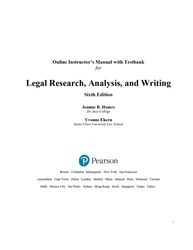 instructors manual for with test bank for legal research, analysis, and writing 5th edition by william h. putman, jdjenn