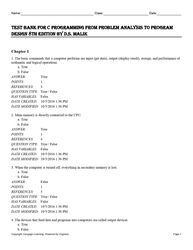 test bank for c programming from problem analysis to program design 8th edition by d.s. malik