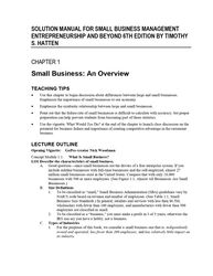 solution manual for small business management entrepreneurship and beyond 6th edition by timothy s. hatten