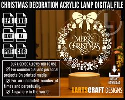 christmas decoration acrylic lamp svg dxf cdr pdf ai eps files for laser cut, cnc, digital vector file glowforge ready