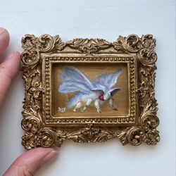 moth oil painting original framed art silk moth wall decor entomology art gold framed decor butterfly artwork