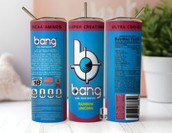 bang rainbow unicorn energy drink tumbler wrap, 20oz skinny tumbler wrap, tumbler wrap png, digital download
