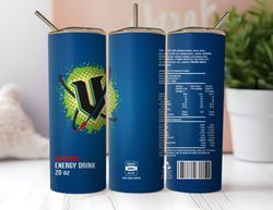 blue v energy drink tumbler wrap, 20oz skinny tumbler wrap, tumbler wrap png, digital download