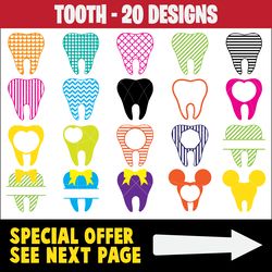 tooth svg bundle, tooth monogram svg, tooth cut file for cricut and silhouette, teeth svg monogram, dentist svg