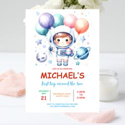 space astronaut birthday invitation