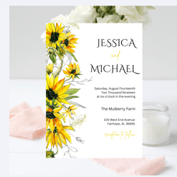 sunflower wedding invitation