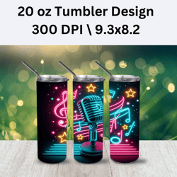 neon microphone 20oz tumbler wrapper