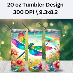 wildflowers rainbow dragonfly 20 ounce slim tumbler